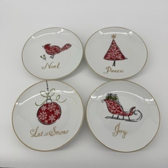 ritz Other - Set of 4 222 Fifth Natala Christmas Holiday Dessert‎ Plates
